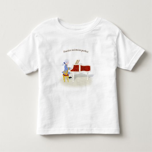 "Praktijk handhaaft perfecte Mozart die Piano spee Kinder Shirts (Voorkant)