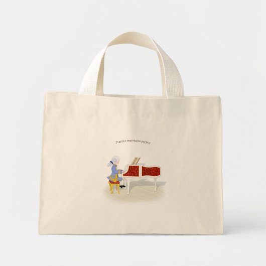 "Praktijk handhaaft perfecte Mozart die Piano spee Mini Tote Bag (Voorkant)