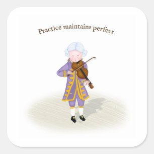 Praktijk handhaaft perfecte Mozart die Violin spee Vierkante Sticker