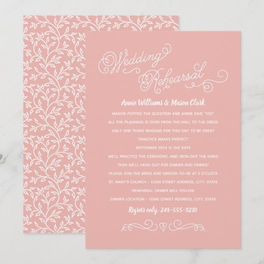 Praktijk maakt een perfecte bleekroze repetitie kaart (Voorkant / Achterkant)