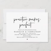 Praktijk maakt perfect, bruiloft-repetitie kaart (Voorkant)