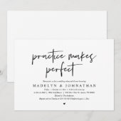 Praktijk maakt perfect, bruiloft-repetitie kaart (Voorkant / Achterkant)