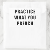 Praktijk wat u predikt rechthoekige sticker (Tas)