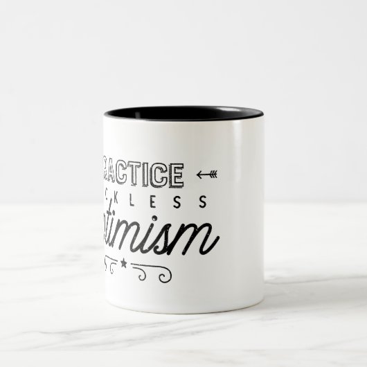 Praktijkloze Optimisme Typografie Tweekleurige Koffiemok (Center)