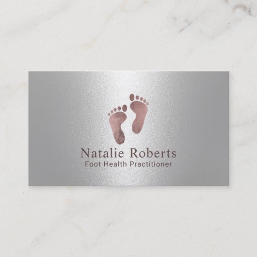 Praktijkvormer Moderne Roos Gold Foot Care Silver  Visitekaartje (Voorkant)