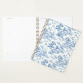 Praktisch Blauw Toile de Jouy Frans ontwerp Planner (Display)