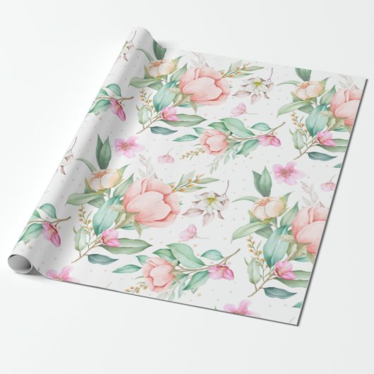 Praktisch Floral patroon Verpakkingspapier Cadeaupapier (Uitgerold)