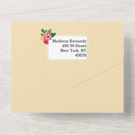 Praktisch Jubileum Flowers All In One Uitnodiging (Achterkant)