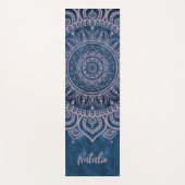 Praktisch monogram Mandala blauwe mooie yoga Yogamat (Voorkant)