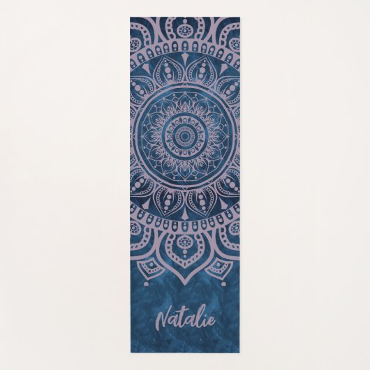 Praktisch monogram Mandala blauwe mooie yoga Yogamat (Voorkant)