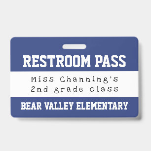 Praktische Blau-Wit School Toiletpas Badge
