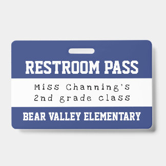 Praktische Blau-Wit School Toiletpas Badge
