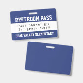 Praktische Blau-Wit School Toiletpas Badge (Voor- en achterkant)