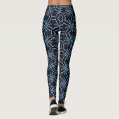 Praktische donkerblauwe bloemen leggings (Achterkant)