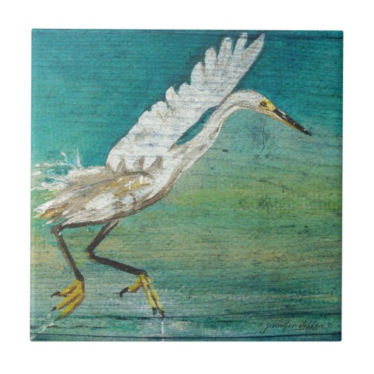 Praktische kuststrook oetshorebird op water tegeltje (Voorkant)