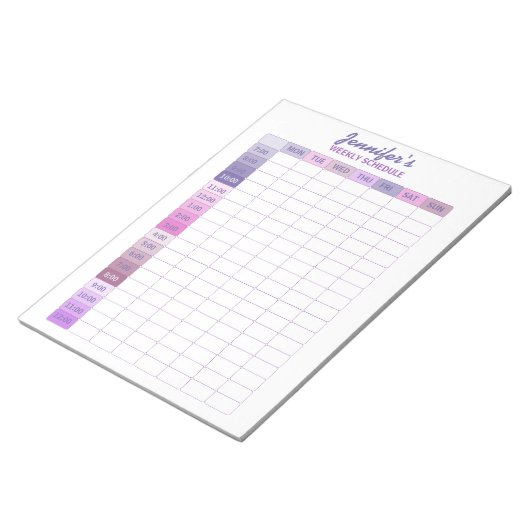Praktische Paarse en Roze Weekplanner Notitieblok (Schuin)