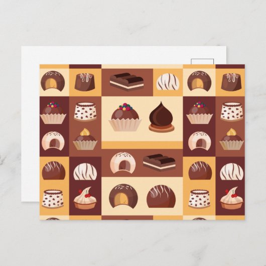 Pralines, chocolade, heerlijk met een cacaosmaak briefkaart (Voorkant / Achterkant)