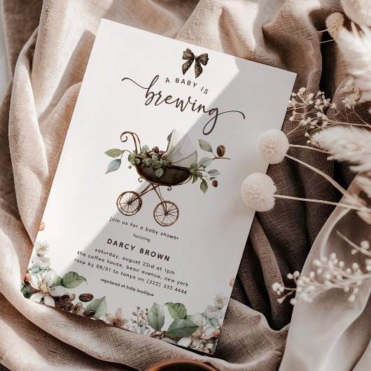 Pram 'Baby is Brewing' Coffee Baby Shower Kaart