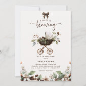 Pram 'Baby is Brewing' Coffee Baby Shower Kaart (Voorkant)