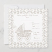  PRAM-BABY SHOWER INVITATIE SEPIA/WHITE KAART (Achterkant)
