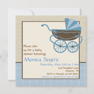 Pram Baby shower Invitation Kaart