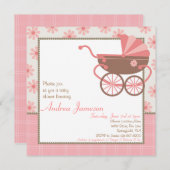 Pram Baby shower Invitation Kaart (Voorkant / Achterkant)