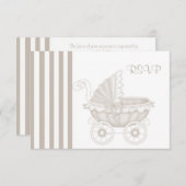  PRAM-BABY SHOWER SEPIA/WHITE RSVP (Voorkant / Achterkant)