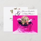  PRAM MET BABY SHOWER MONOGRAM KAART (Voorkant / Achterkant)