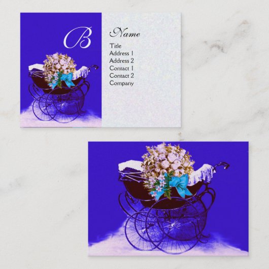  PRAM MET BABY SHOWER VAN STROOMSTROMEN, parelpapi Visitekaartje (Voorkant / Achterkant)