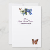  PRAM MET STROMEN, BABY SHOWER BUTTERFLIES KAART (Achterkant)