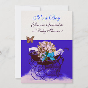 PRAM MET STROMEN, BABY SHOWER BUTTERFLIES KAART