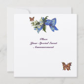  PRAM MET STROMEN, BABY SHOWER BUTTERFLIES KAART (Achterkant)