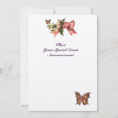 PRAM MET STROMEN, BABY SHOWER BUTTERFLIES KAART (Achterkant)