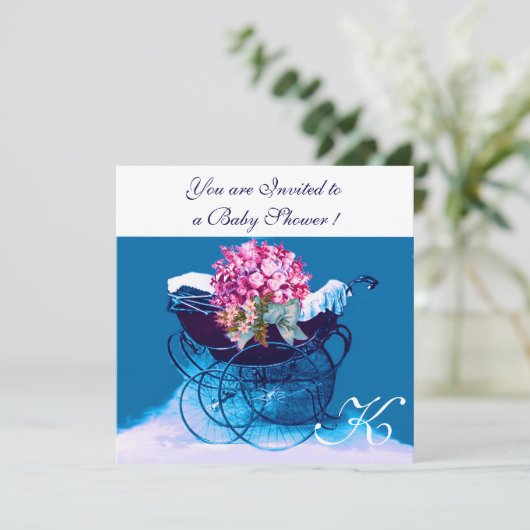 PRAM-STROMEN BLAUWE BLAUWE BLAUW WINKELMONOGRAM KAART (Staand voorkant)