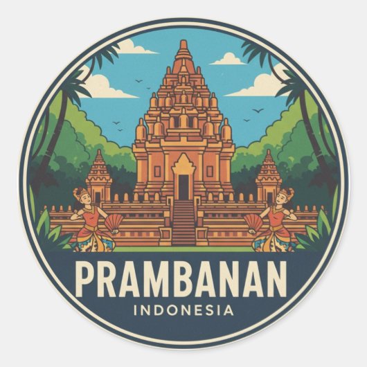 Prambanan Tempel Indonesië UNESCO Ronde Sticker (Voorkant)