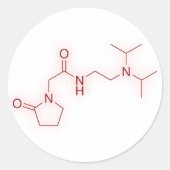 Pramiracetam chemische structuur ronde sticker (Voorkant)