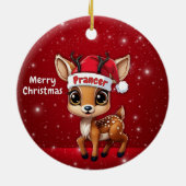 Prancer Baby Deer, Fawn, Doe, Reindeer🦌 🎄 Keramisch Ornament (Achterkant)