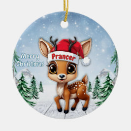 Prancer Baby Deer, Fawn, Doe, Reindeer 🦌🎄 Keramisch Ornament