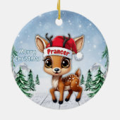 Prancer Baby Deer, Fawn, Doe, Reindeer 🦌🎄 Keramisch Ornament (Achterkant)