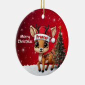 Prancer Baby Deer, Fawn, Doe, Reindeer🦌 🎄 Keramisch Ornament (Rechts)