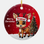 Prancer Baby Deer, Fawn, Doe, Reindeer🦌 🎄 Keramisch Ornament (Achterkant)