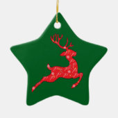 Prancer Ornament in het groen. Roze, blauw. (Voorkant)