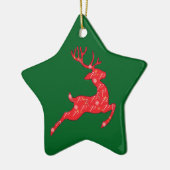 Prancer Ornament in het groen. Roze, blauw. (Links)