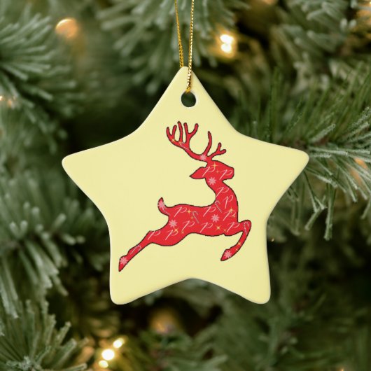 Prancer Ornament in het groen. Roze, blauw. (Boom)