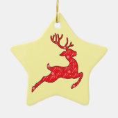 Prancer Ornament in het groen. Roze, blauw. (Voorkant)