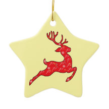 Prancer Ornament in het groen. Roze, blauw.
