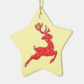 Prancer Ornament in het groen. Roze, blauw. (Links)