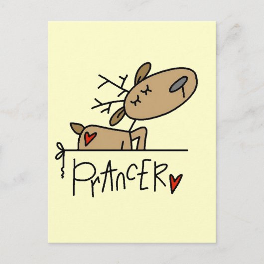 Prancer Reindeer Tshirts en Gifts Briefkaart (Voorkant)