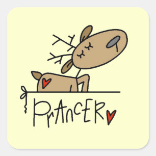 Prancer Rendier Kerst T-shirts en Cadeaus Vierkante Sticker