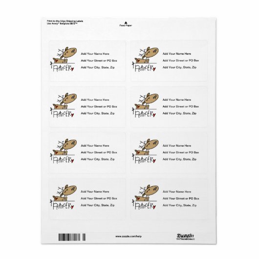 Prancer Rendier Kerst T-shirts en geschenken Etiket (Full Sheet)